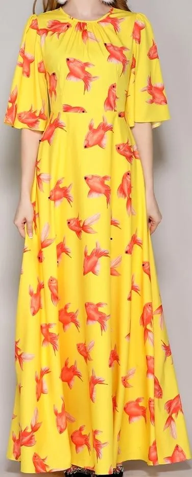 Fish Print Maxi Dress