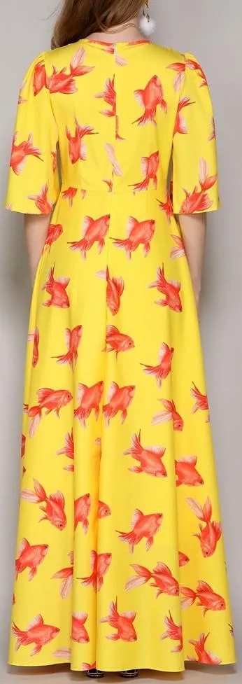 Fish Print Maxi Dress