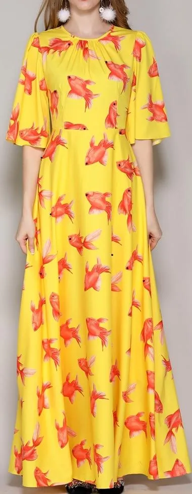 Fish Print Maxi Dress
