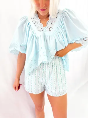 Floral Beauty Shorts BLUE💖 1 medium left