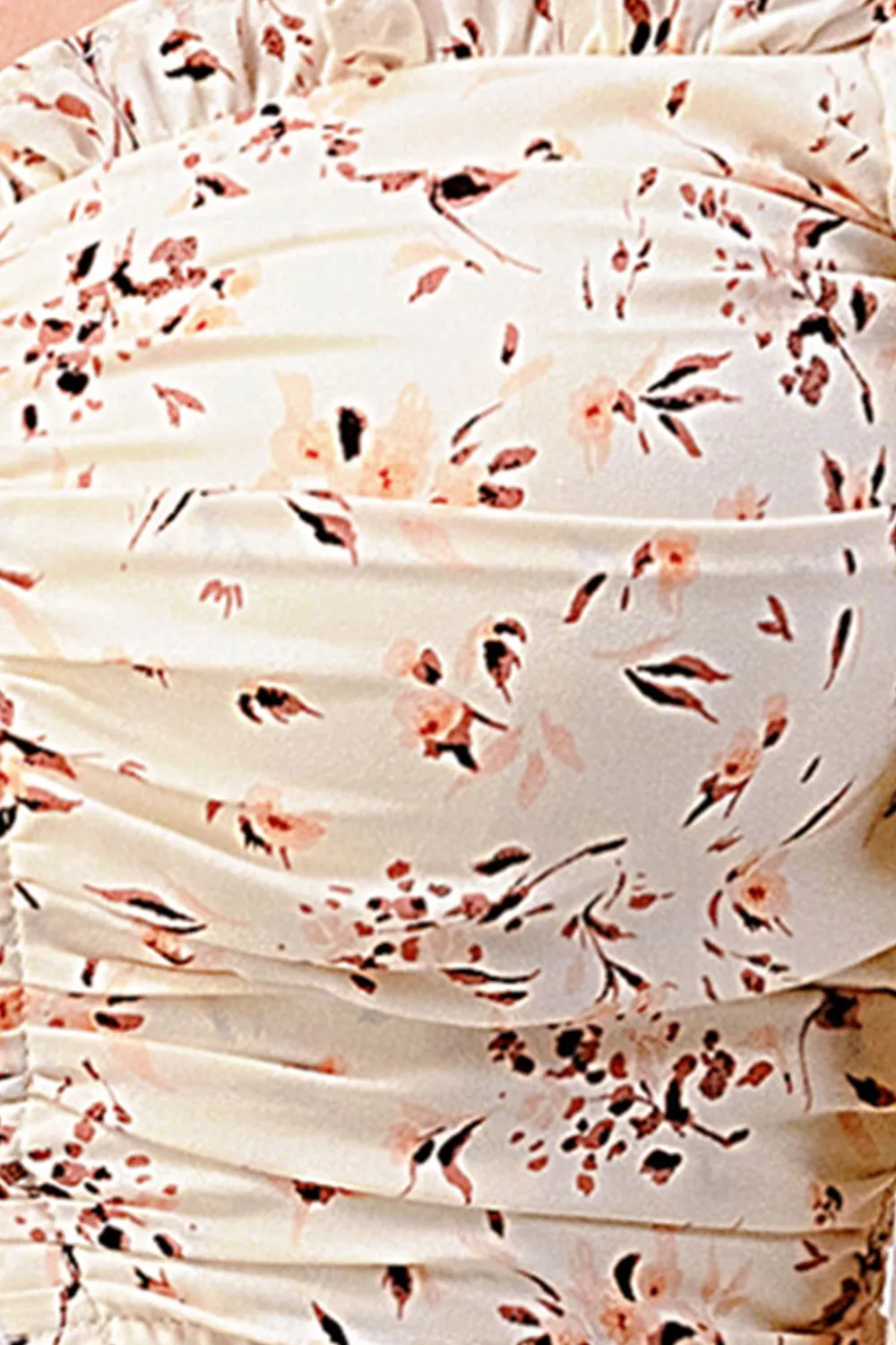 FLORAL CHIFFON SMOCKED OFF SHOULDER CROP TOP