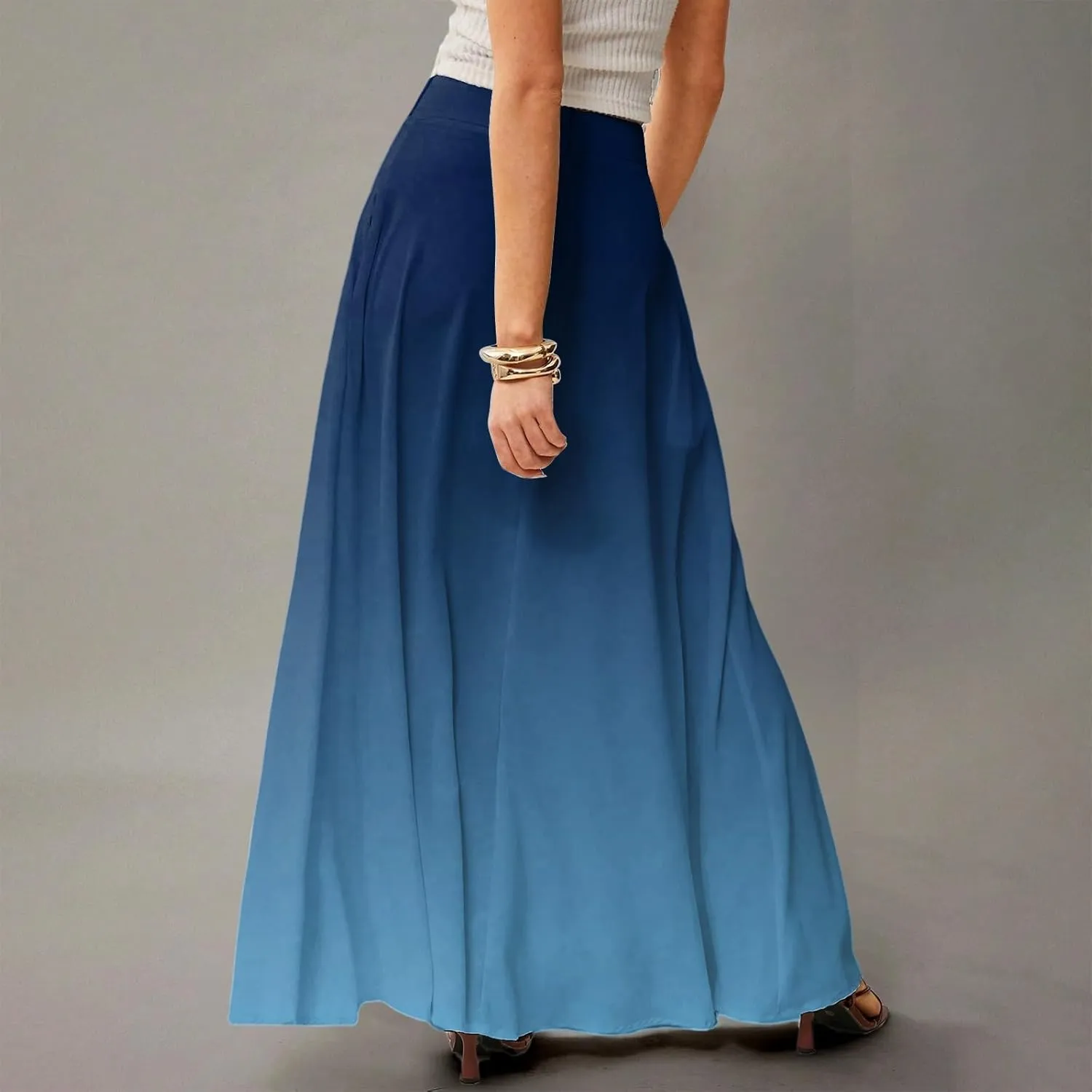 Floral Maxi Skirts for Women Trendy Summer Casual Flowy High Waisted Plus Size Long Boho Work Skirt with Pockets