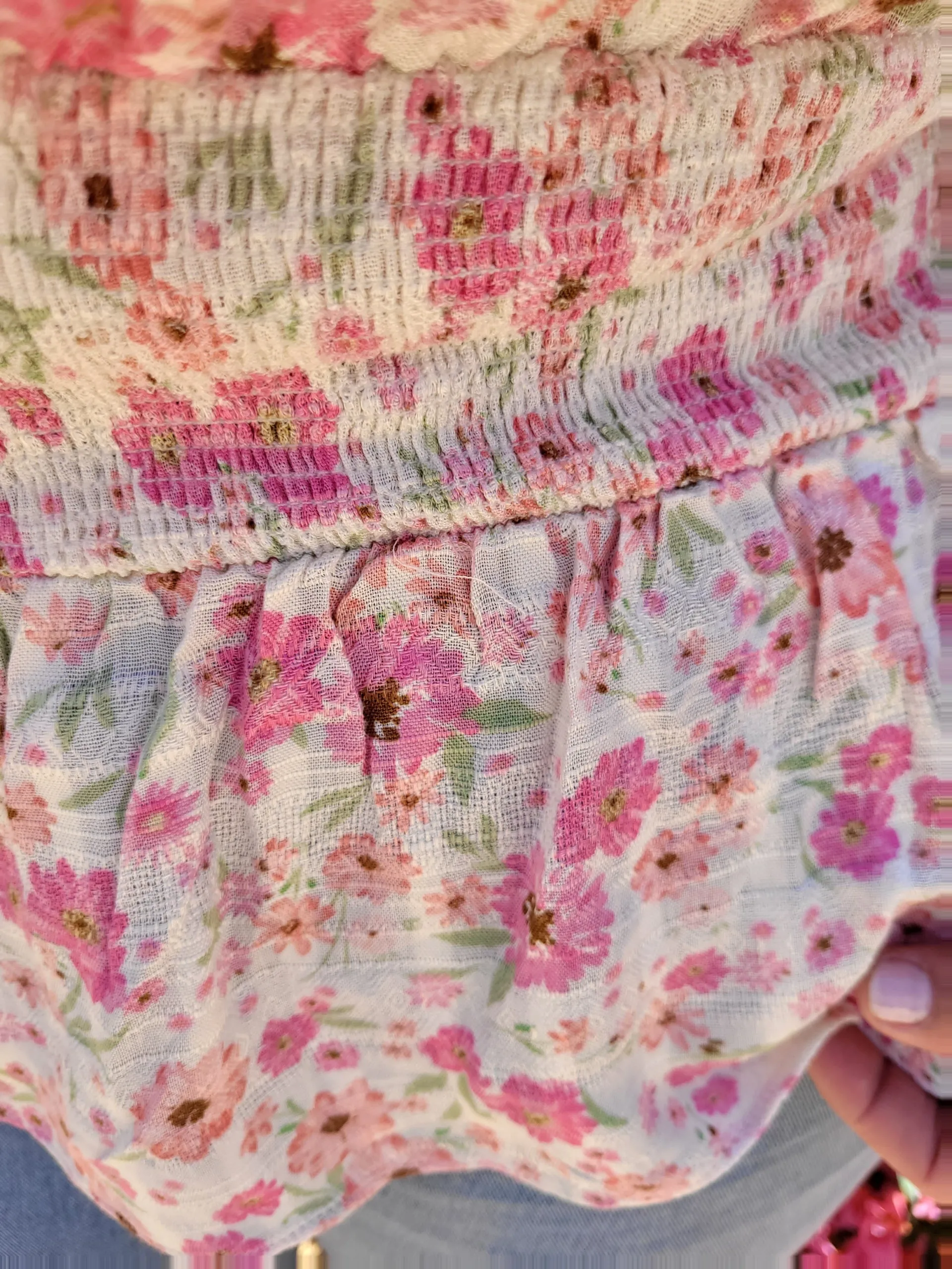 Floral-Print Smocked Off-Shoulder Peasant Top