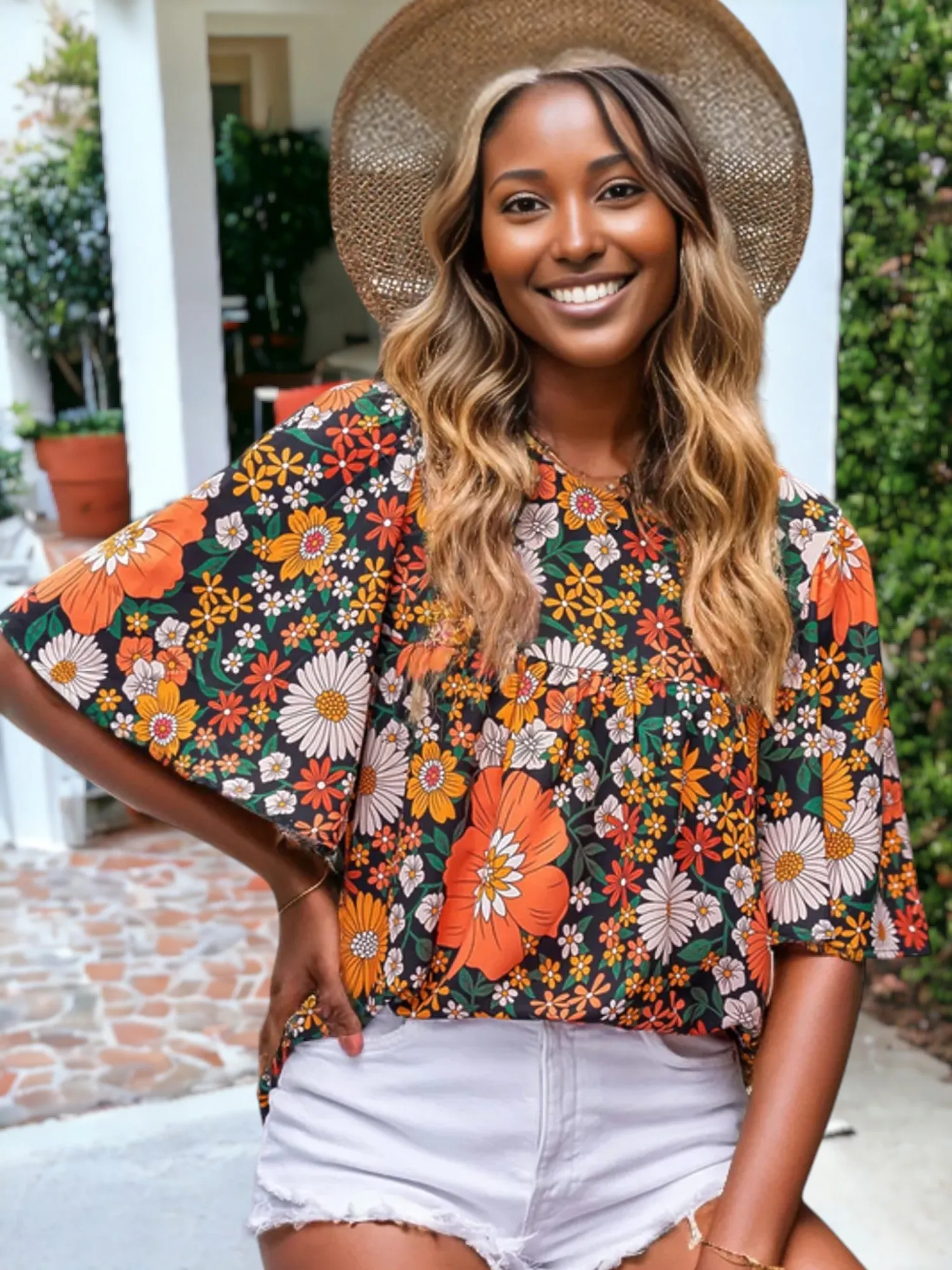 Floral Printed Bohemian Top
