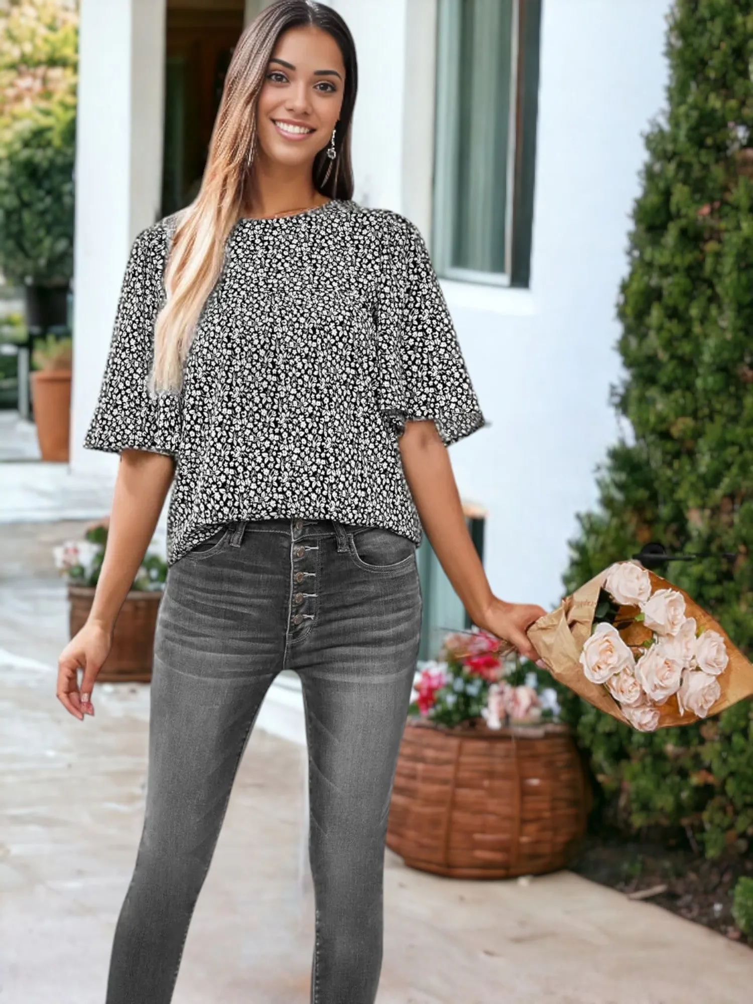 Floral Printed Bohemian Top