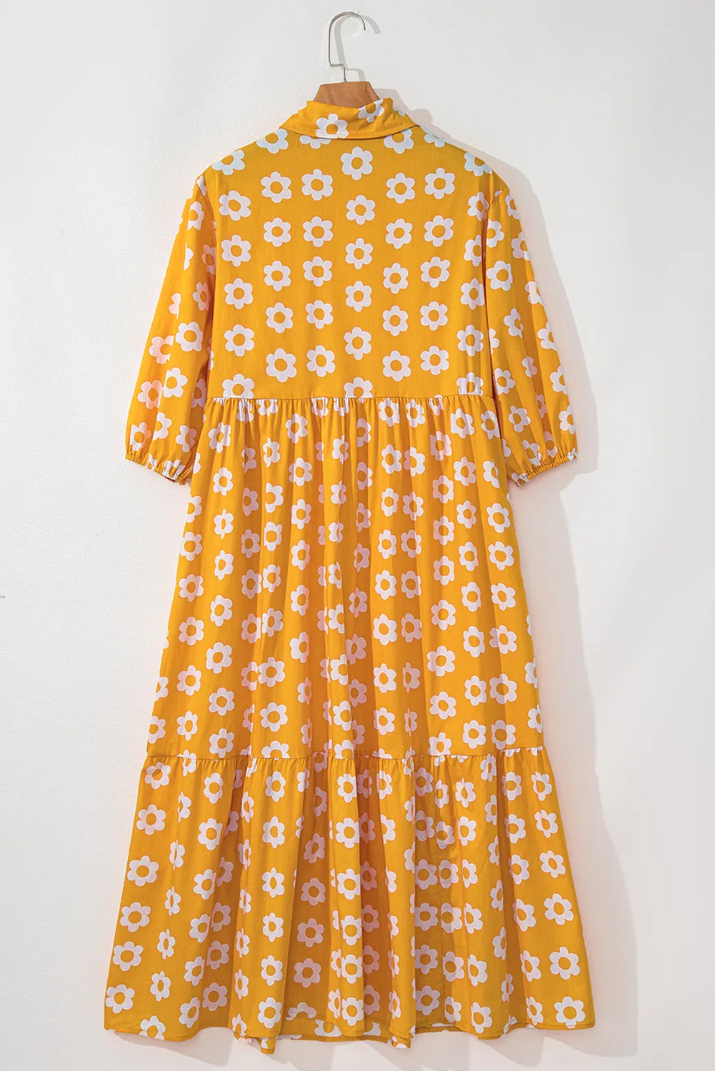 Flower Print Bracelet Sleeve Maxi Dress
