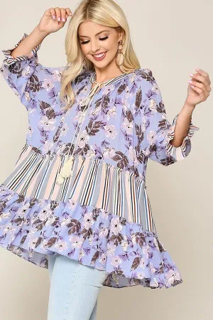 Flowy Floral Mix Baby Doll Top