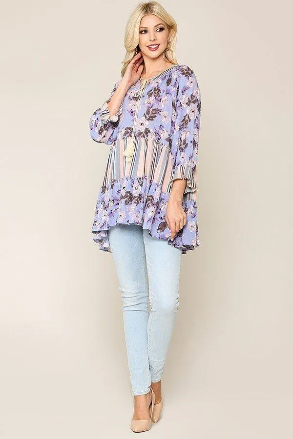 Flowy Floral Mix Baby Doll Top