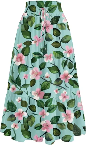 Flowy Midi Skirts for Women 2025 Summer Casual Floral High Waisted Plus Size Long Boho Work Skirt with Pockets Flowy Midi Skirts for Women 2025 Summer Casual Floral High Waisted Plus Size Long Boho Work Skirt with Pockets
