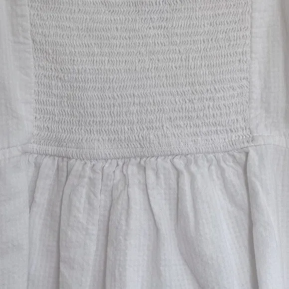 Free Assembly 100% cotton white peasant puff sleeve baby doll blouse