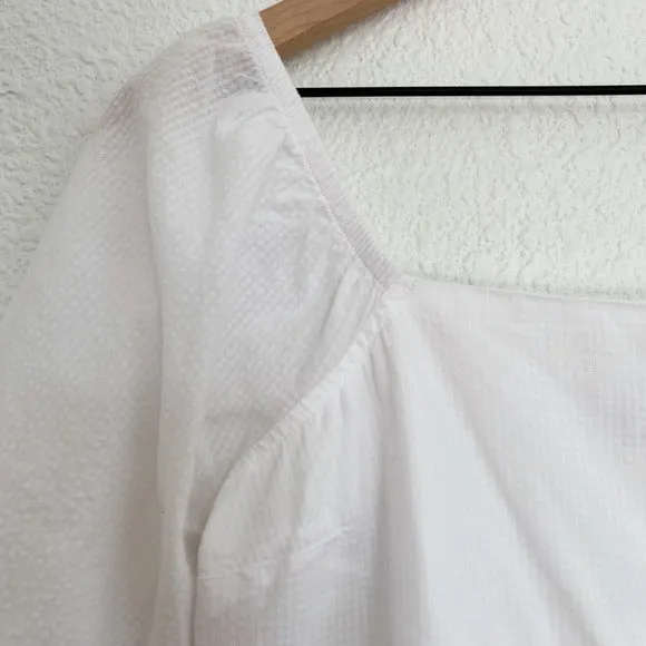Free Assembly 100% cotton white peasant puff sleeve baby doll blouse