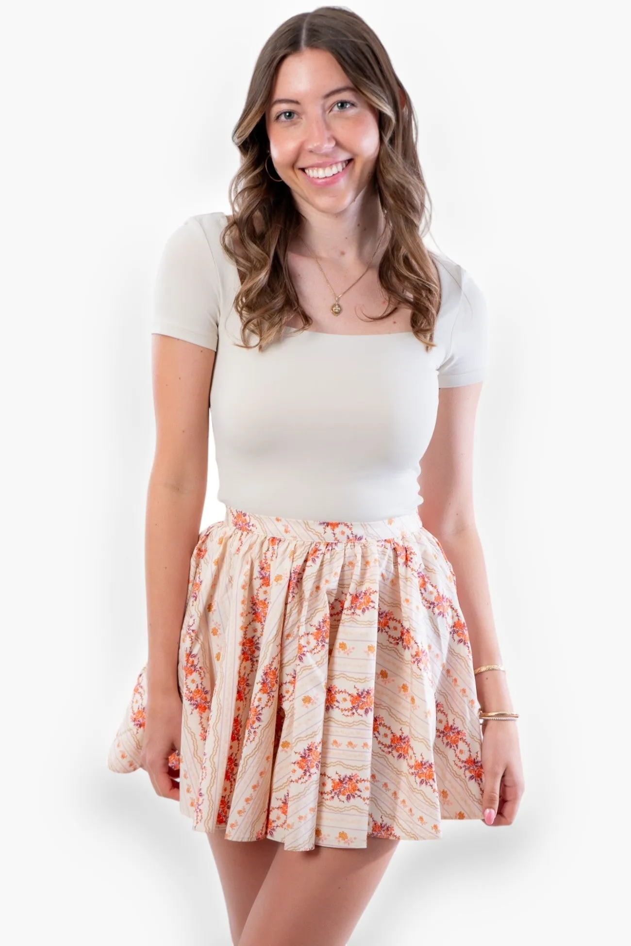 Free People Ivory Combo Gaia Skirt
