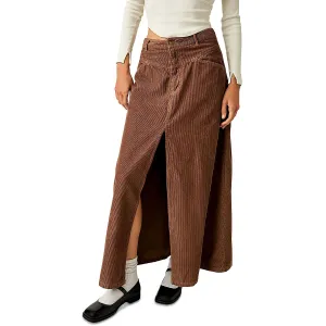 Free People Womens Corduroy Mid Rise Maxi Skirt