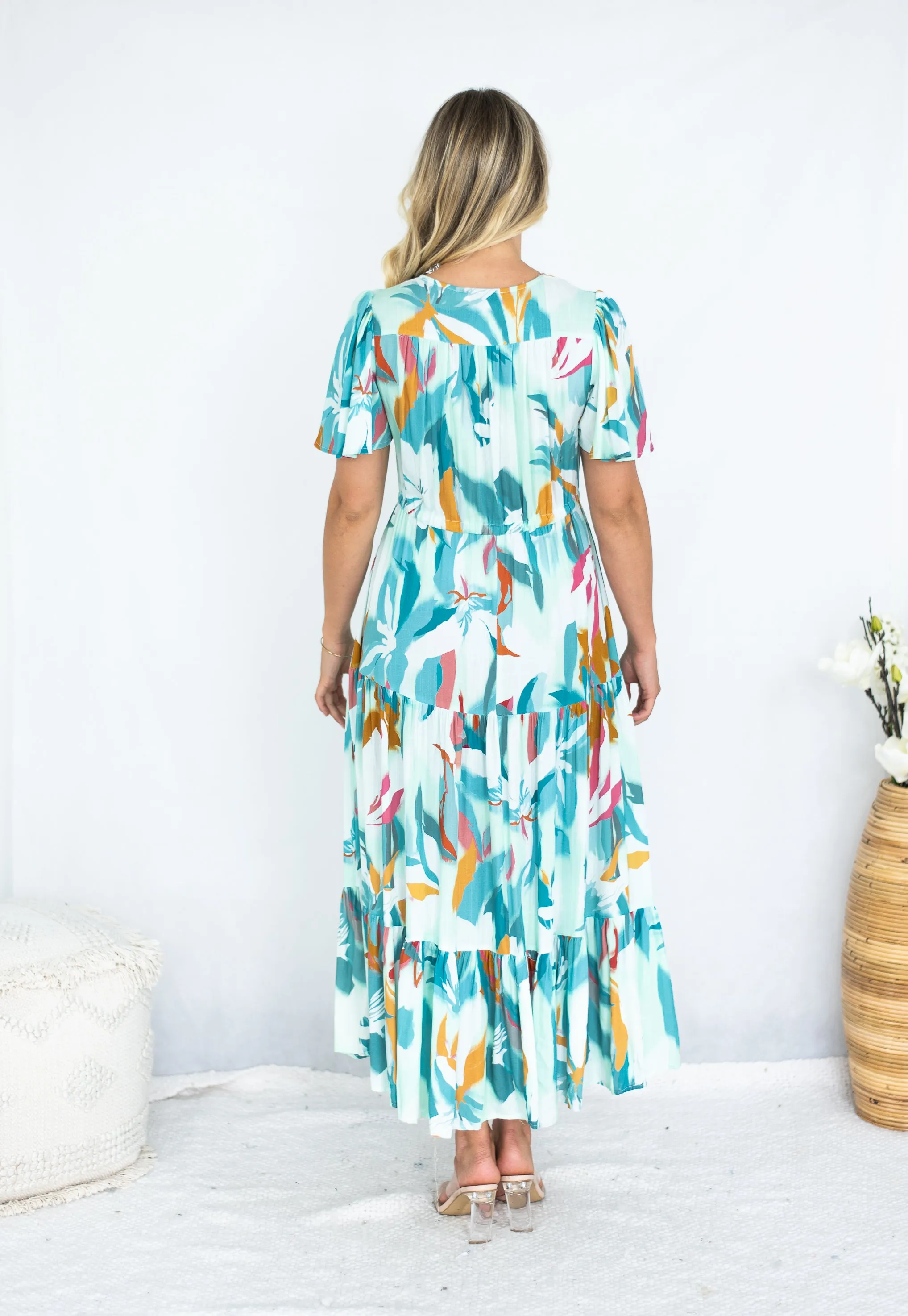 Fria Selma Maxi Dress Canvas Bloom Print Blue 8
