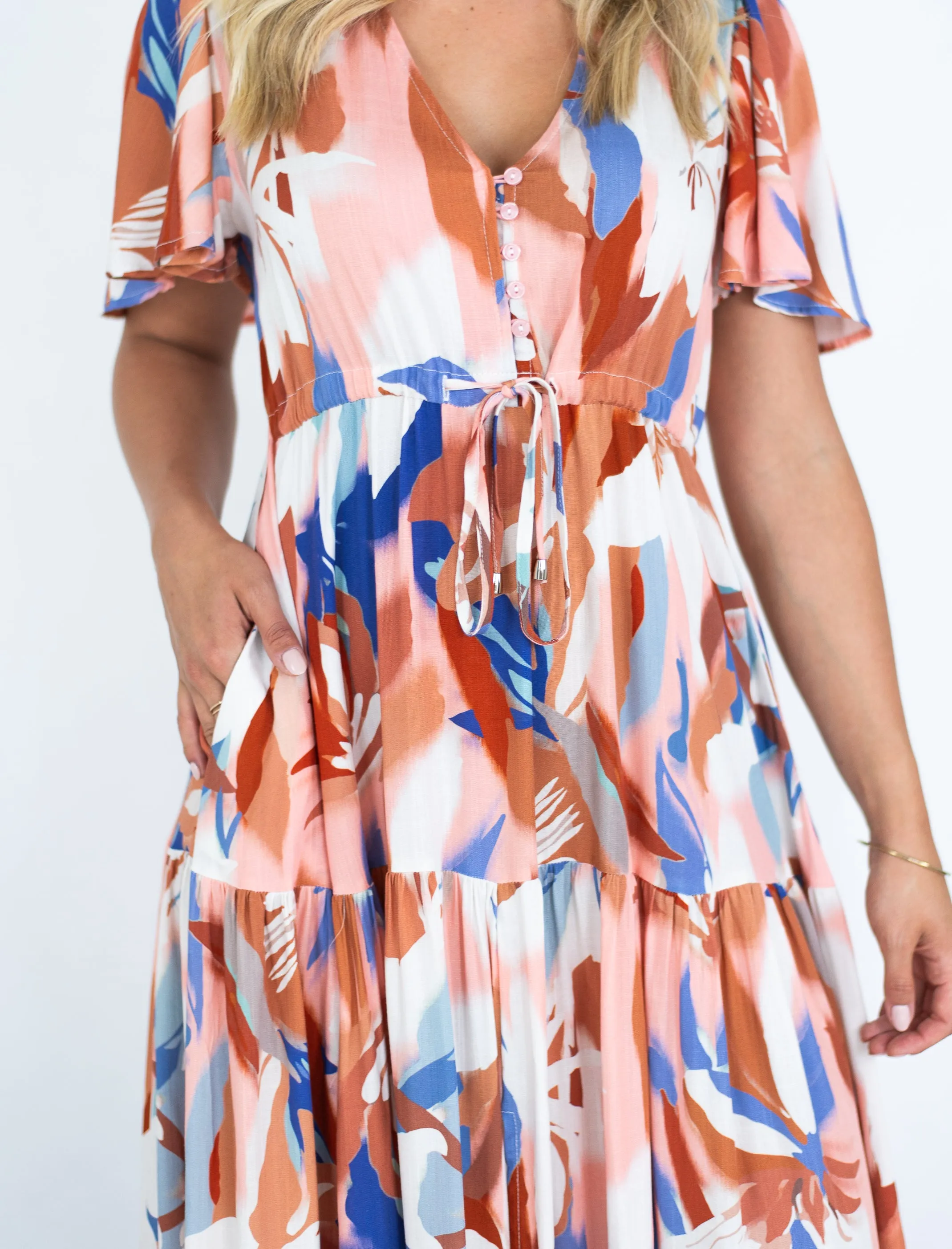Fria Selma Maxi Dress Canvas Bloom Print Blue 8