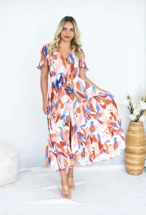 Fria Selma Maxi Dress Canvas Bloom Print Blue 8
