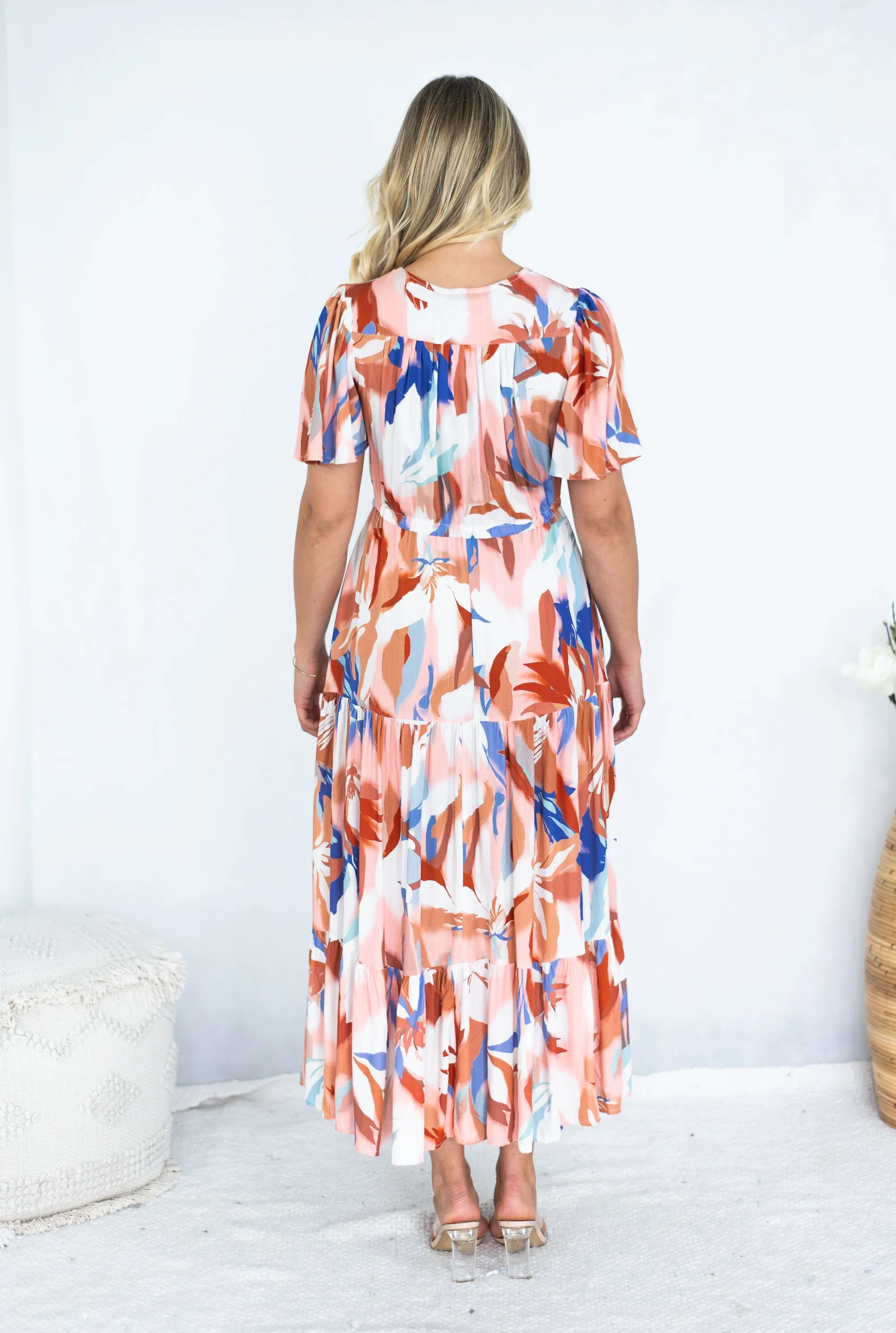 Fria Selma Maxi Dress Canvas Bloom Print Blue 8