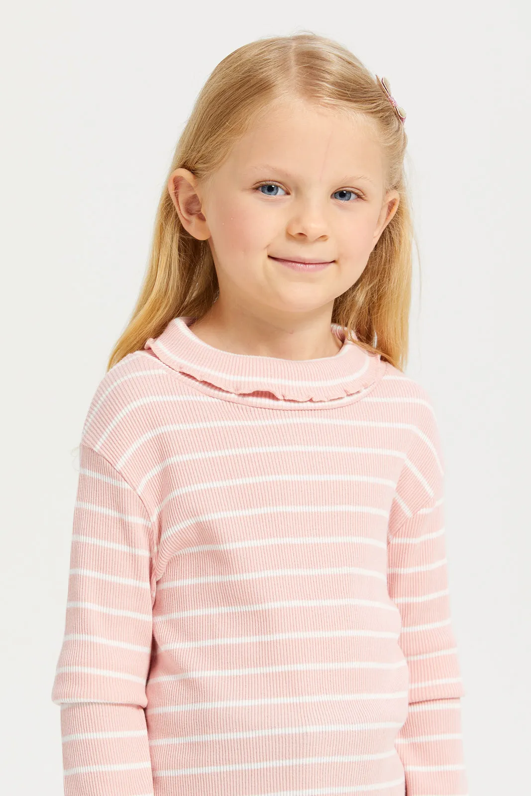Girls Pink Striped T-Shirt