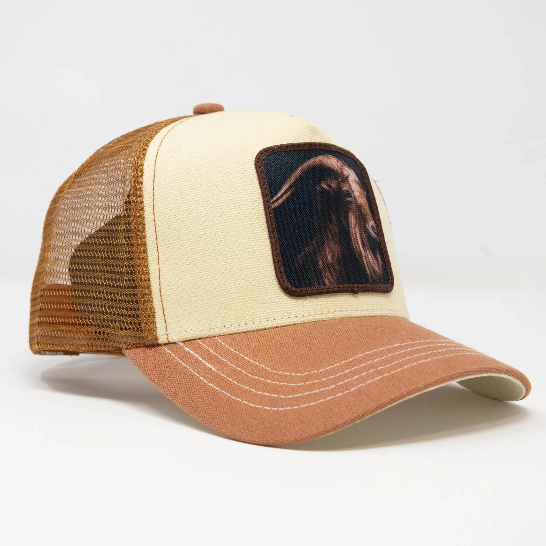 Goat Brown Beige Trucker Hat (Brown) - GS256