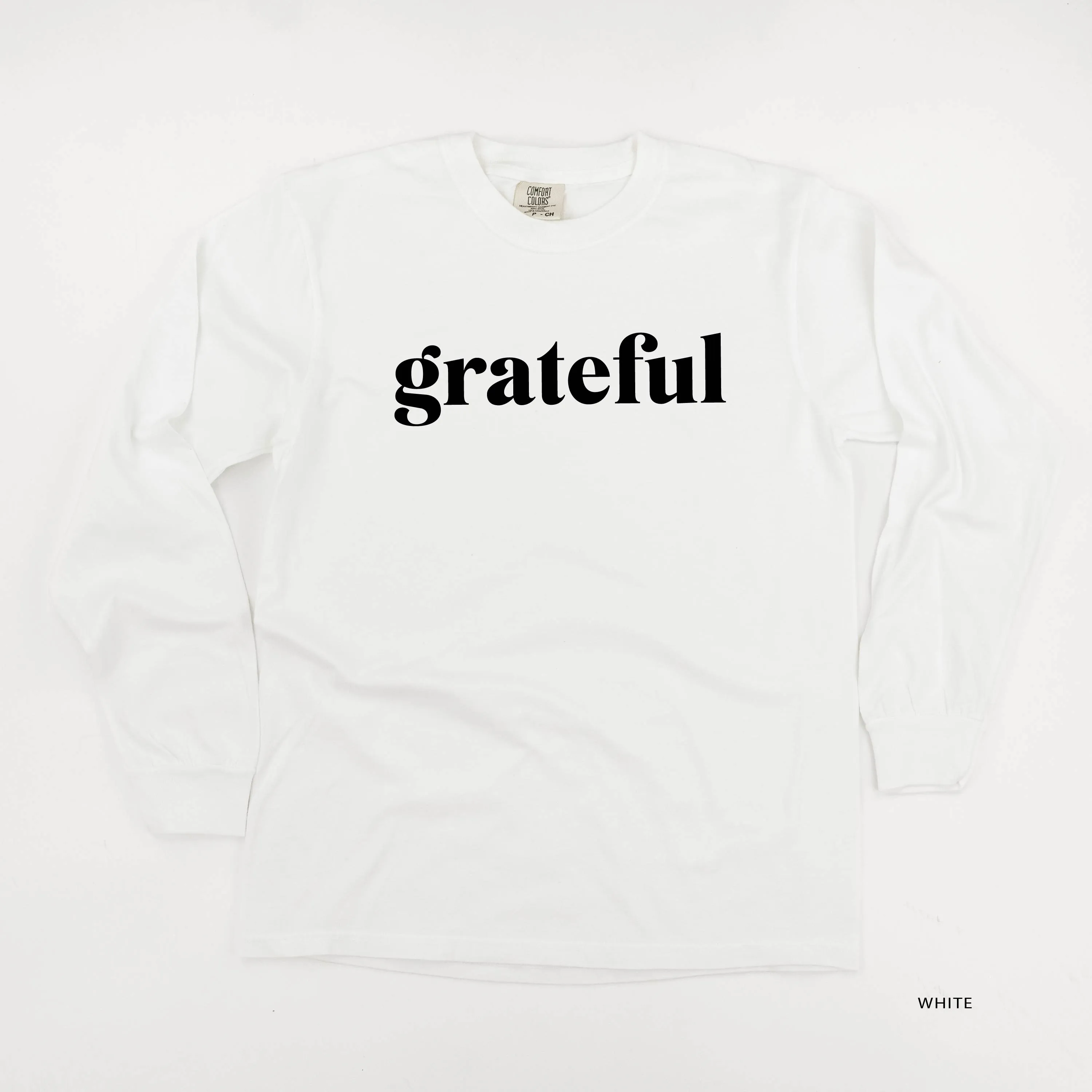 Grateful (block) - Black or White Design - LONG SLEEVE COMFORT COLORS TEE
