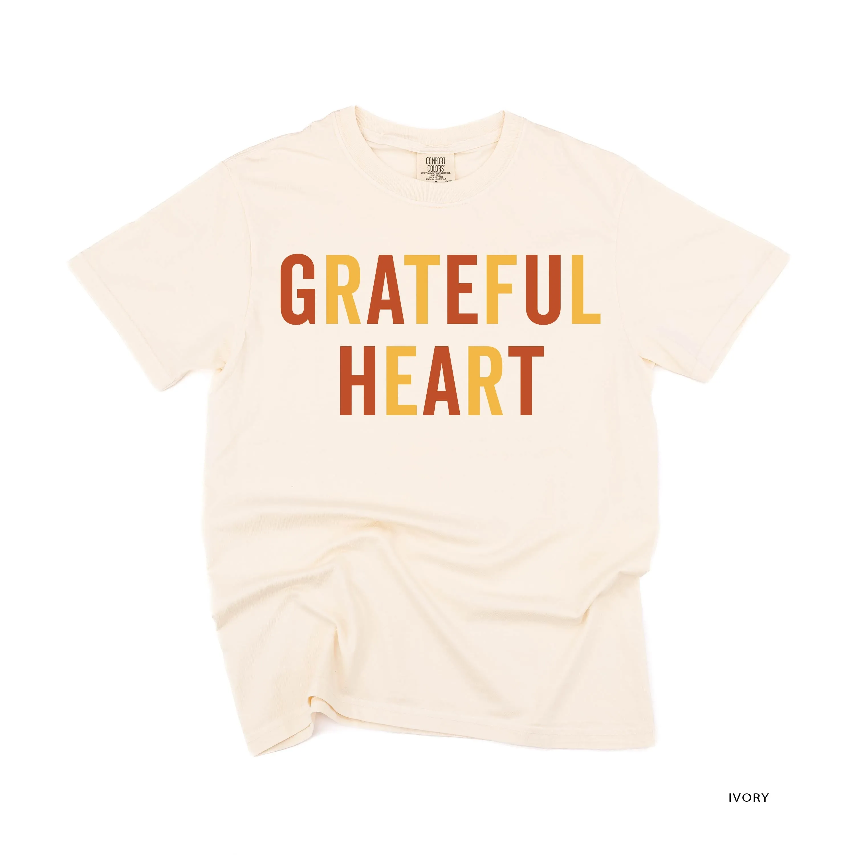 Grateful Heart - Block Font - SHORT SLEEVE COMFORT COLORS TEE