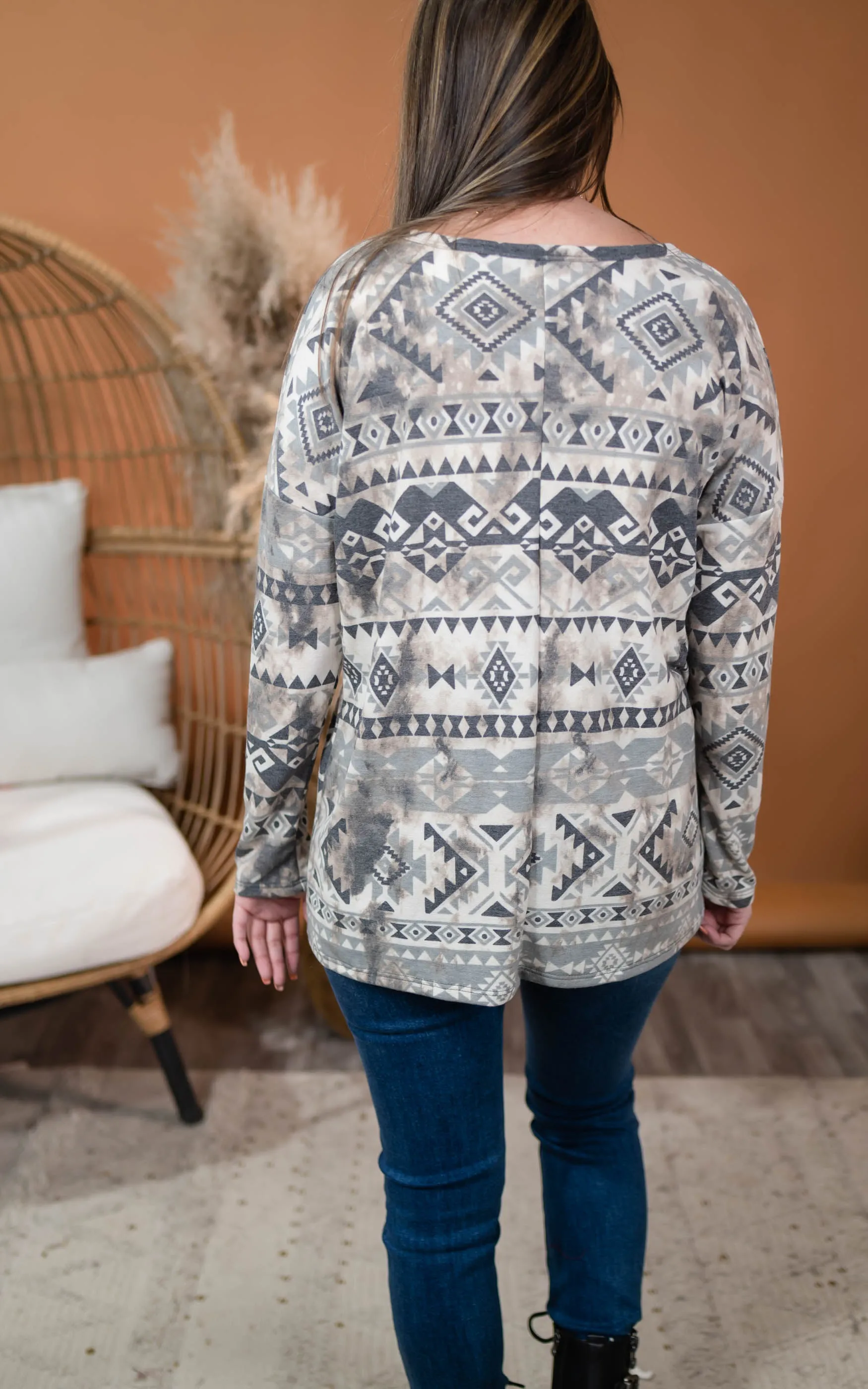 Grey Aztec Top - Final Sale