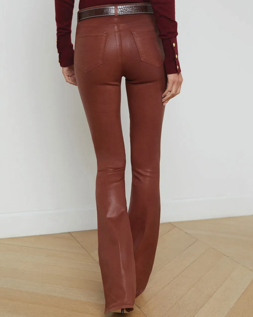High Rise Marty Flare Jean in Rich Ginger Coated