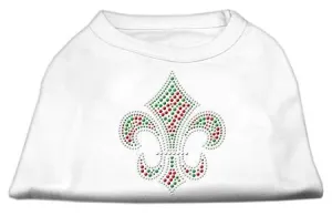 Holiday Fleur de lis Rhinestone Shirts White S (10)