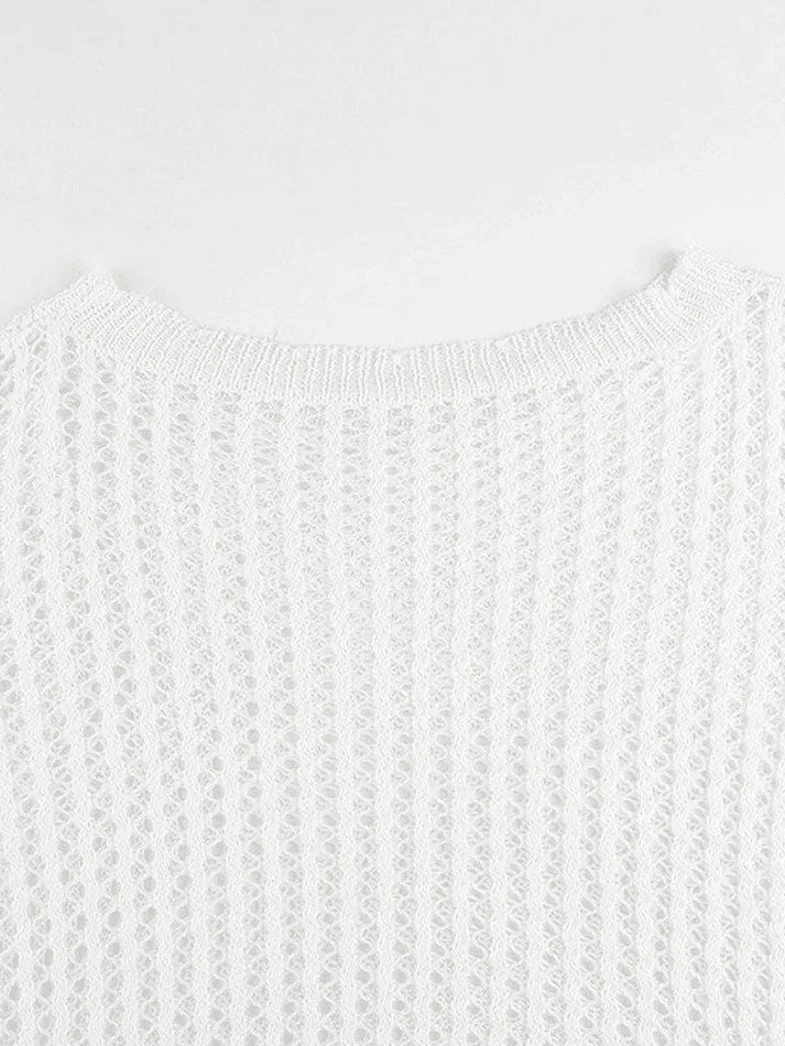 Hollow Out Crochet Long Sleeve Knit Top