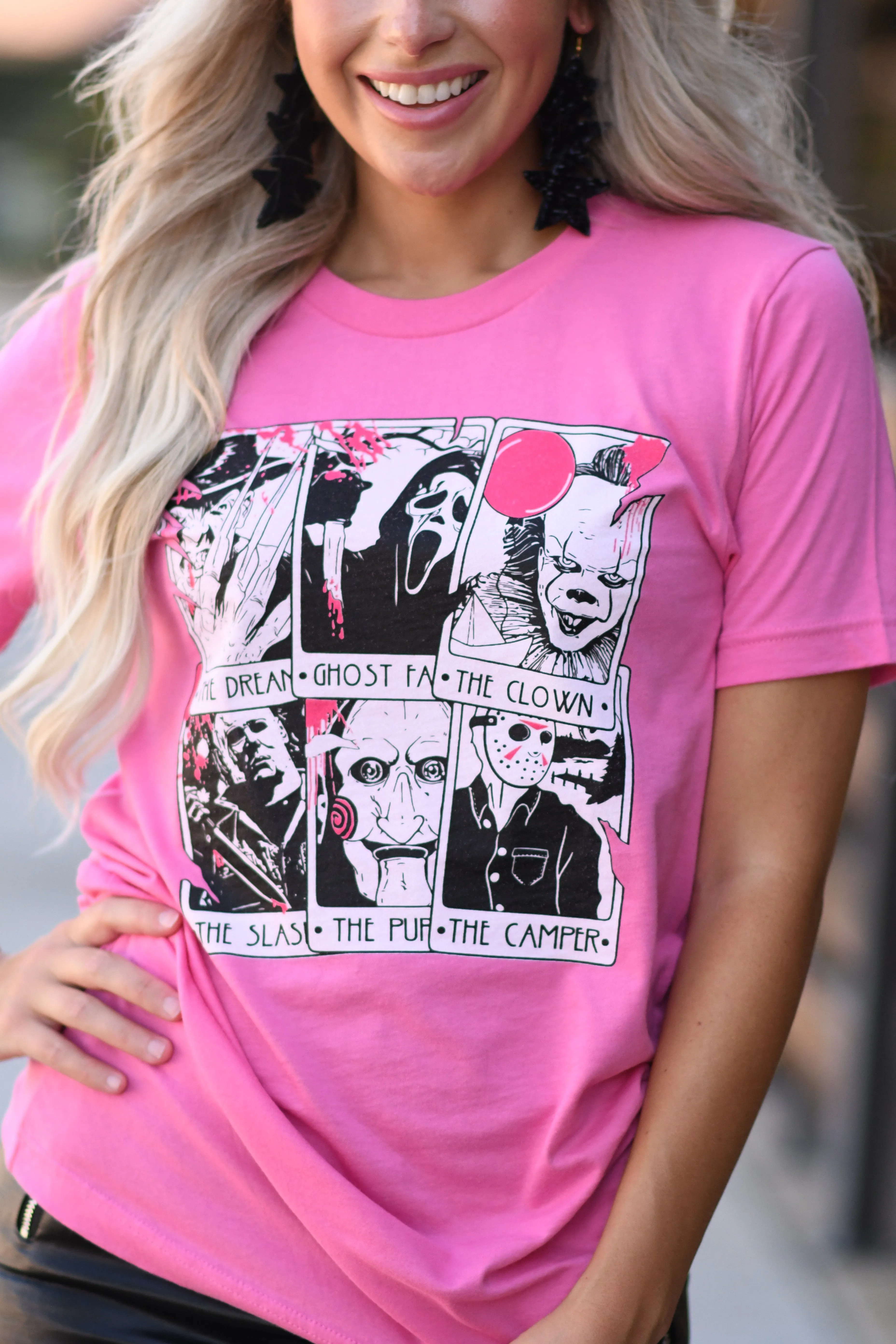 Horror Cards Pink Tee