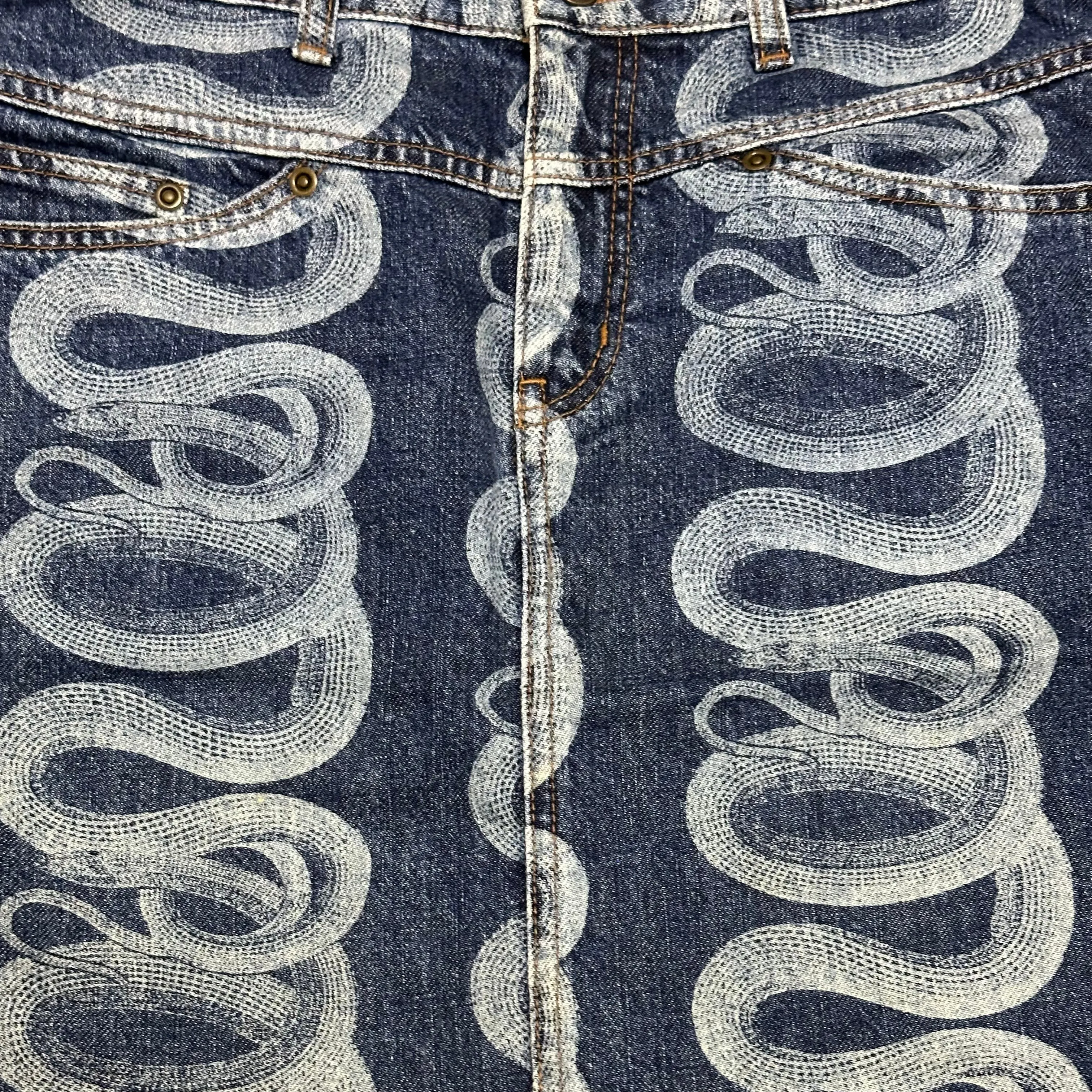 HYSTERICS Snake Print Denim Midi Skirt