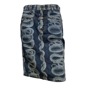HYSTERICS Snake Print Denim Midi Skirt