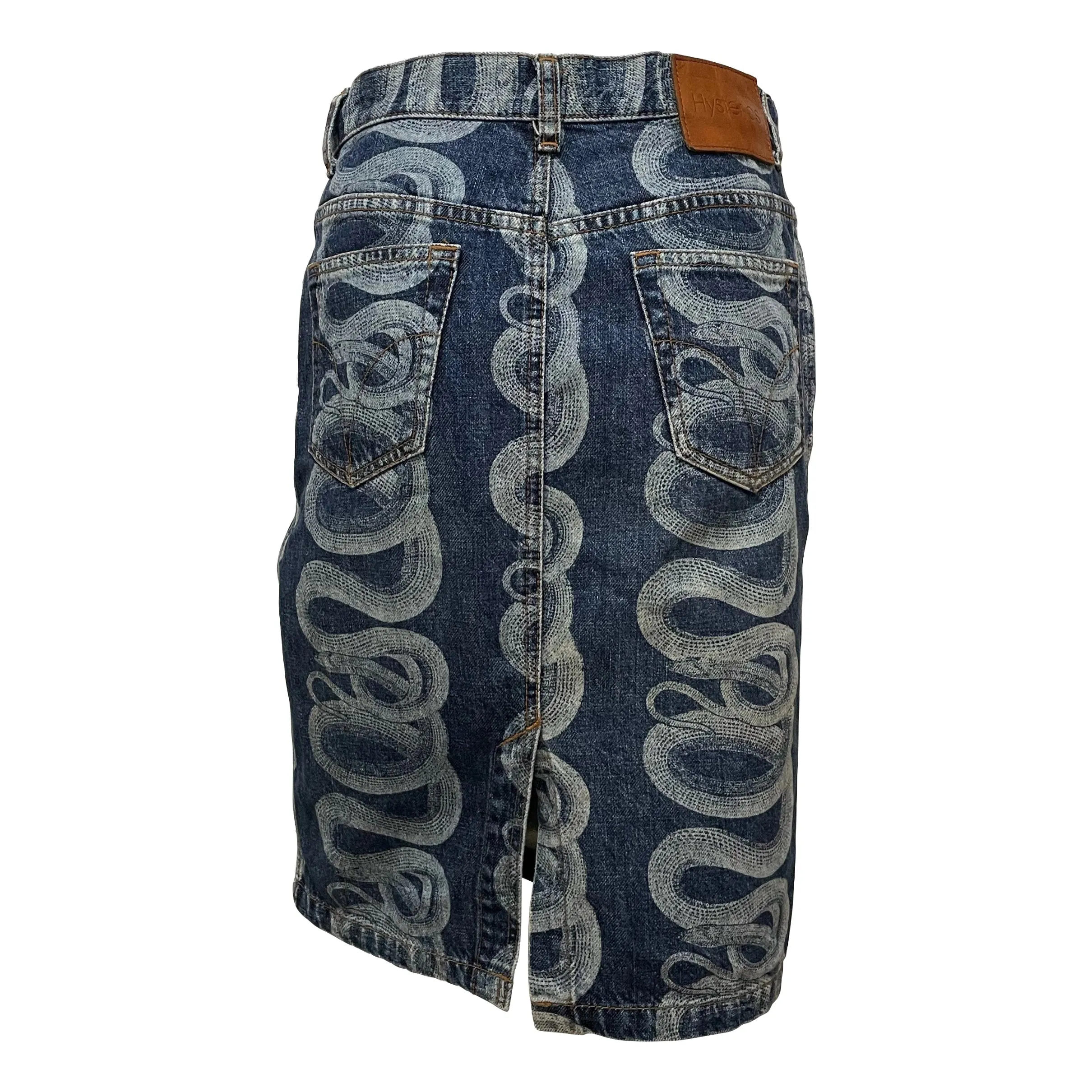 HYSTERICS Snake Print Denim Midi Skirt