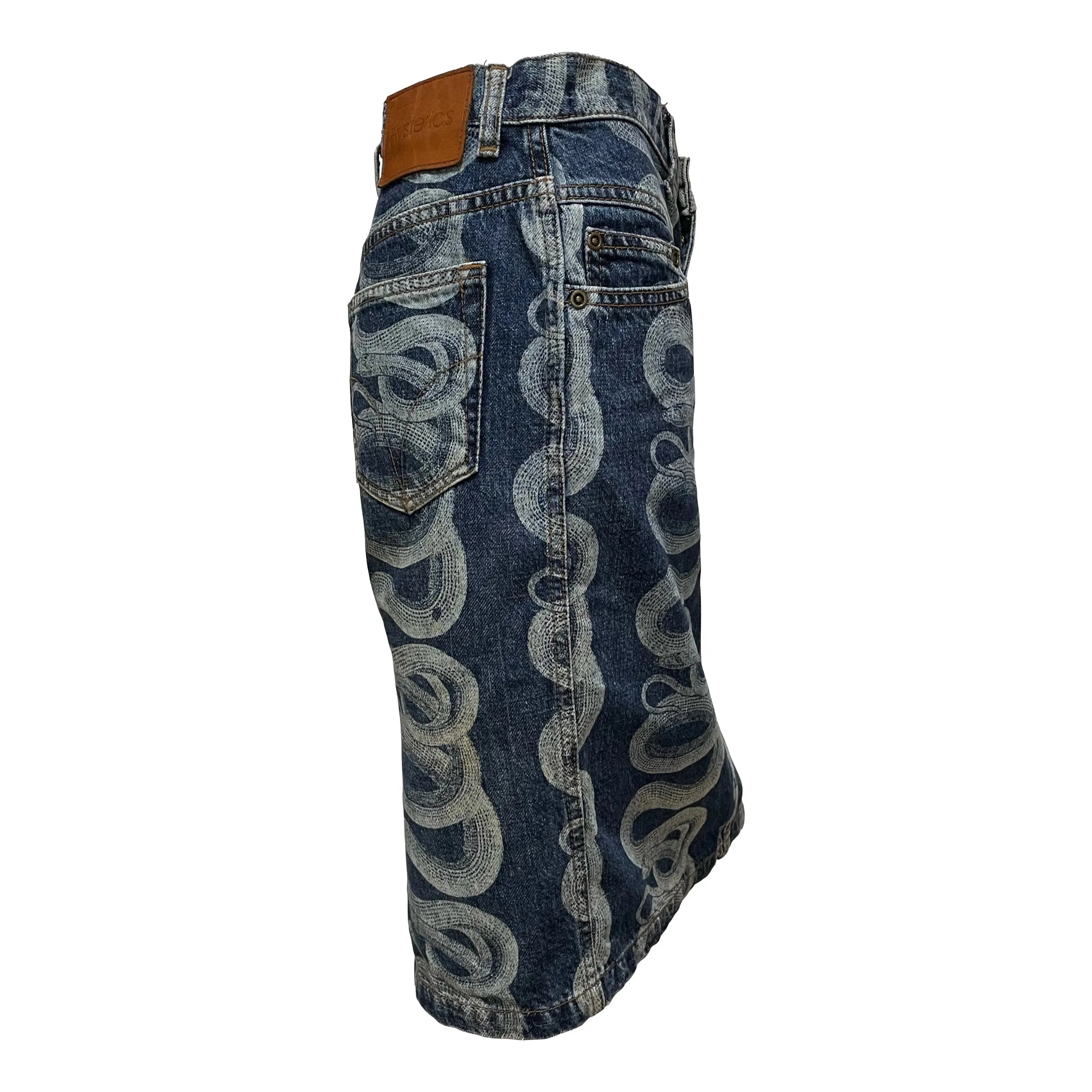 HYSTERICS Snake Print Denim Midi Skirt