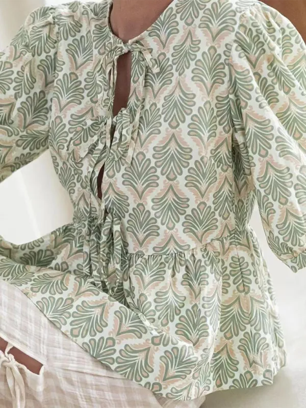 Idalia New Women's Fashion Striped Lace-Up Shirt Tops