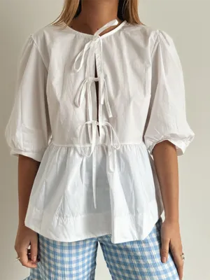 Idalia New Women's Fashion Striped Lace-Up Shirt Tops