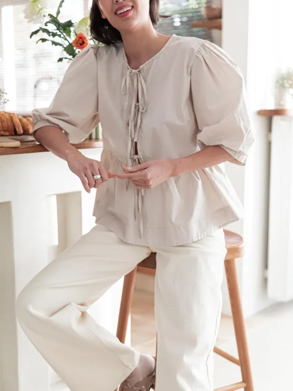 Idalia New Women's Fashion Striped Lace-Up Shirt Tops