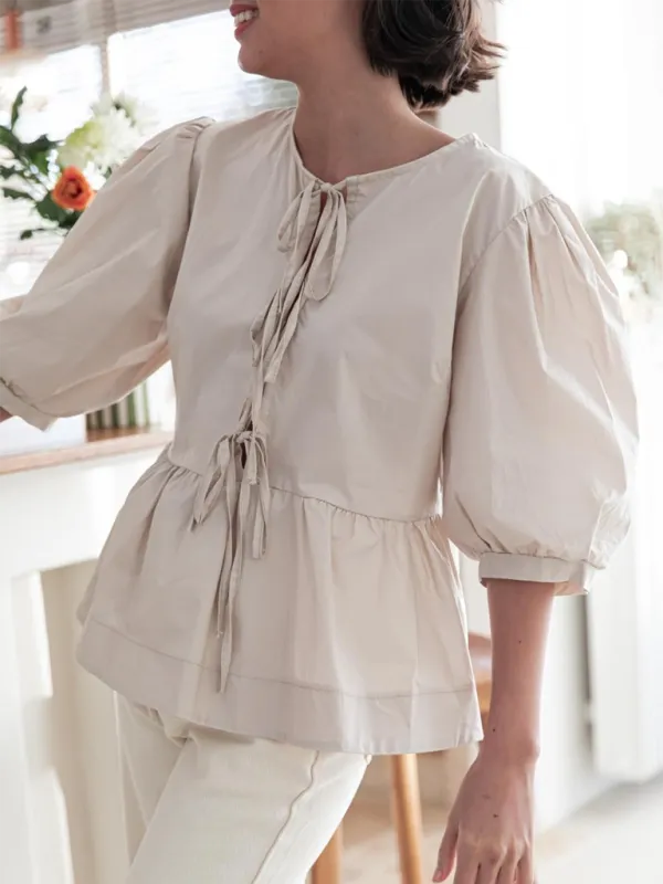 Idalia New Women's Fashion Striped Lace-Up Shirt Tops