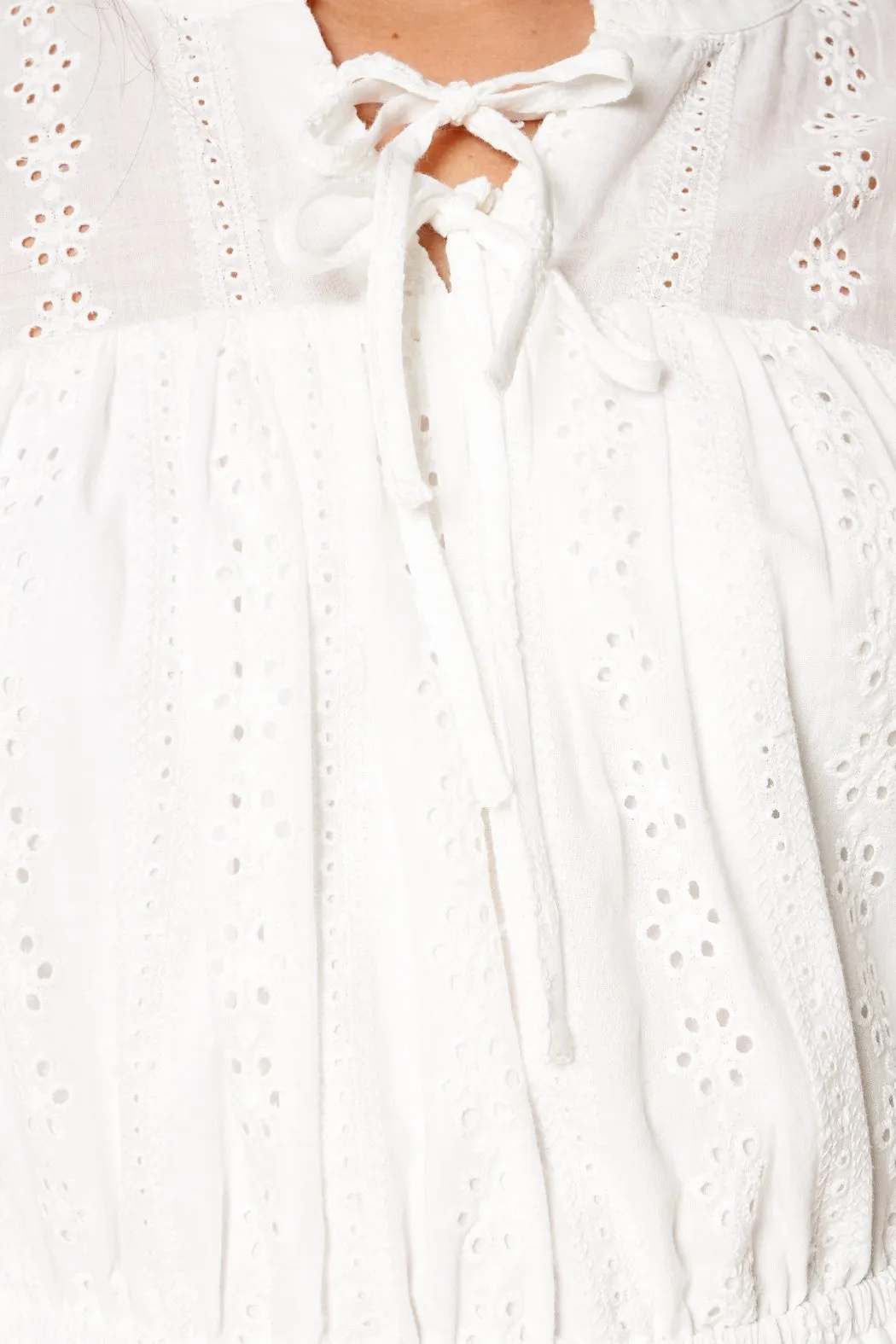 Is It Love Eyelet Mini Peasant Dress