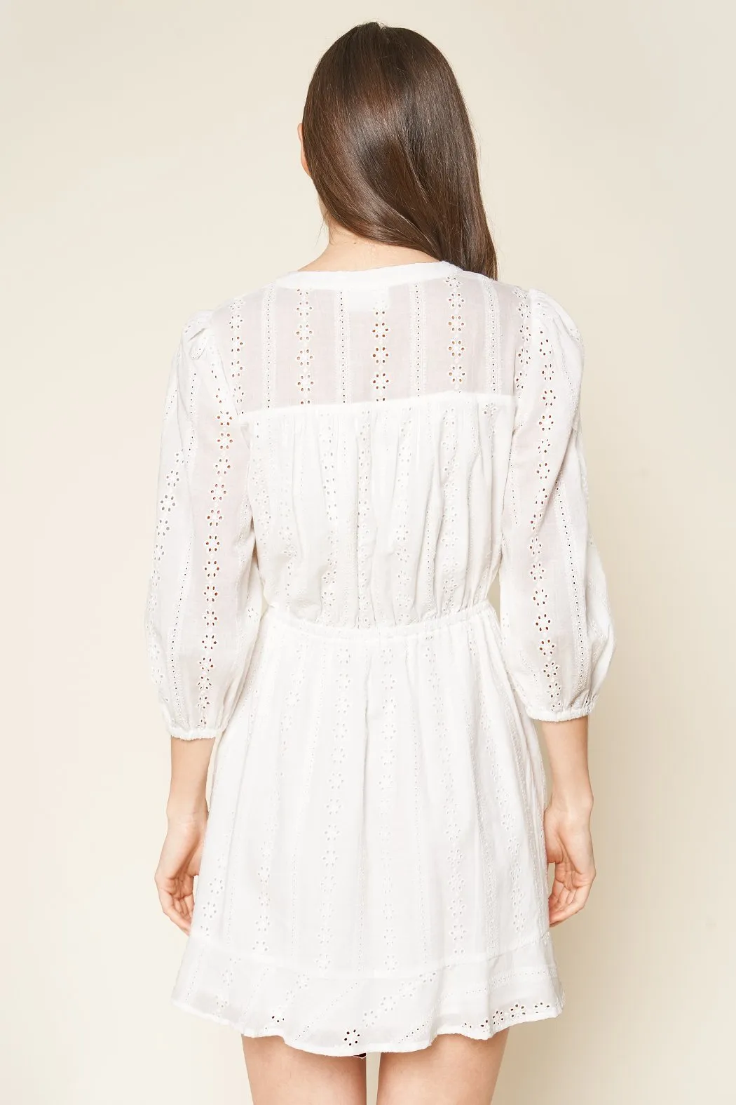 Is It Love Eyelet Mini Peasant Dress