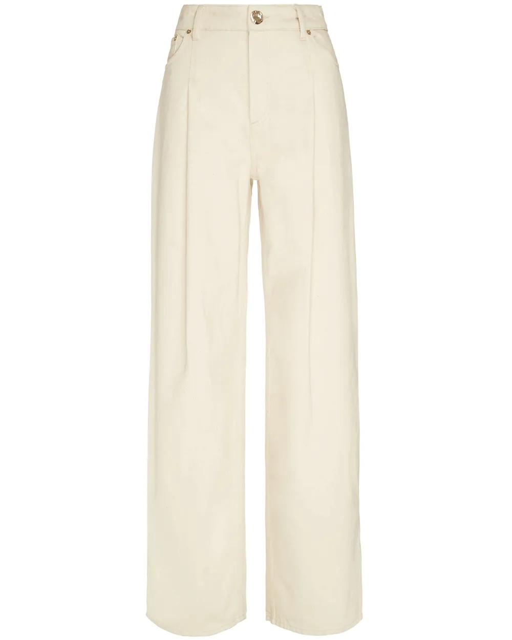 Ivory Carrie Wide Leg Pleated Jeans