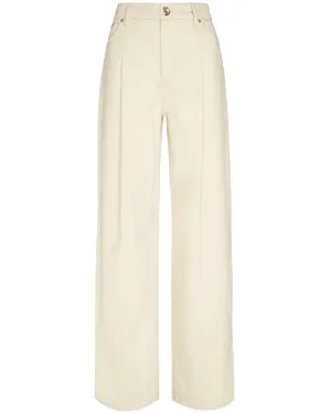 Ivory Carrie Wide Leg Pleated Jeans
