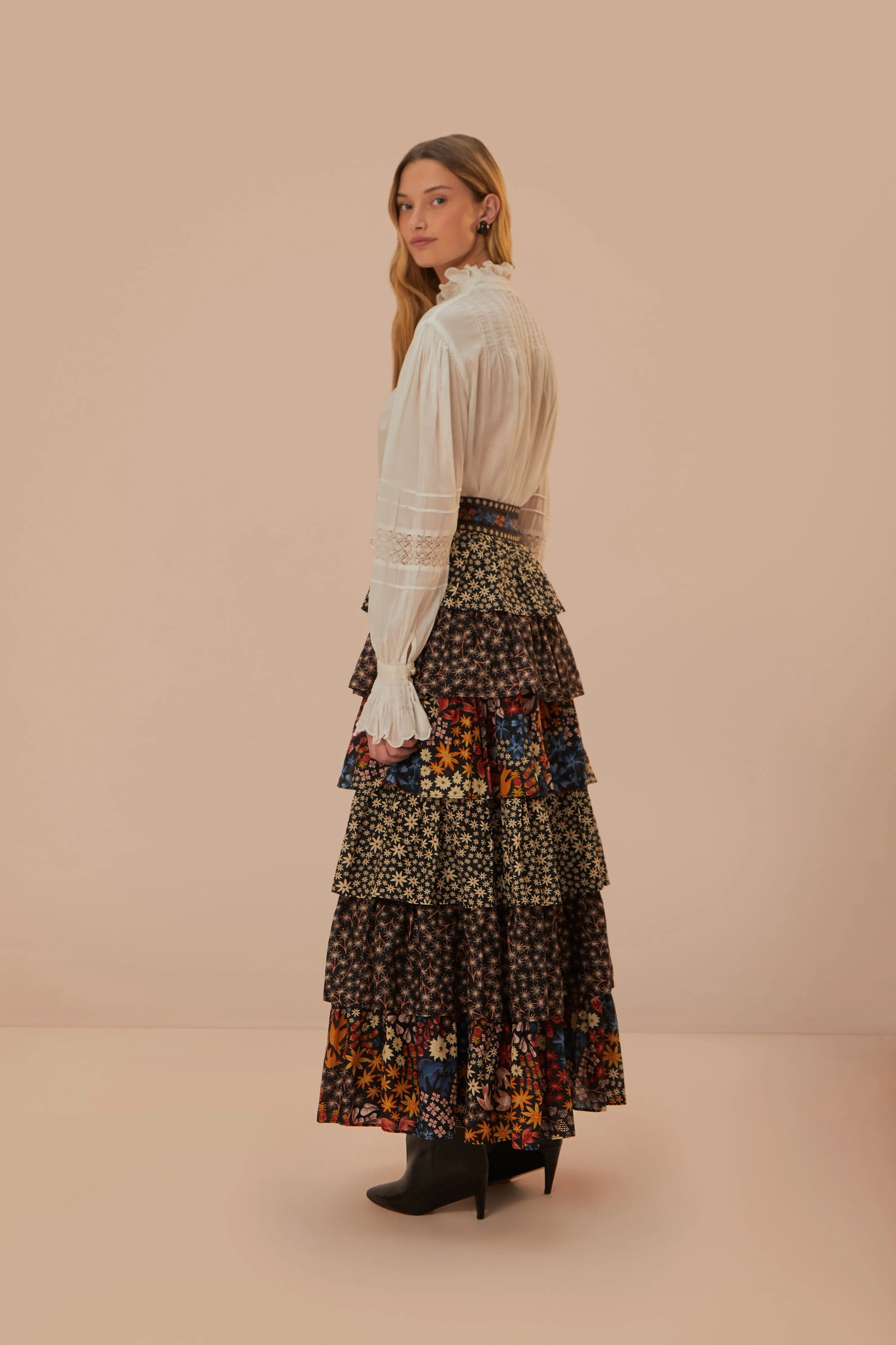 Jujus Garden Black Midi Skirt
