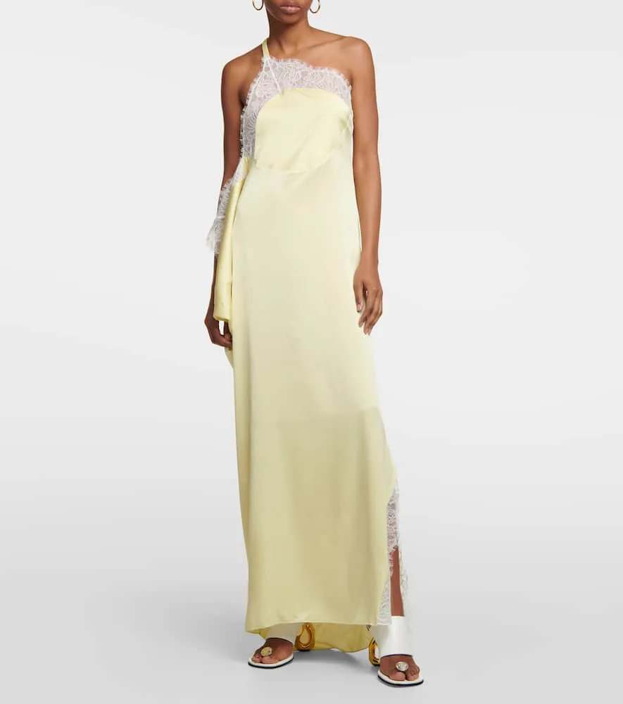 JW Anderson Lace-trimmed satin maxi dress