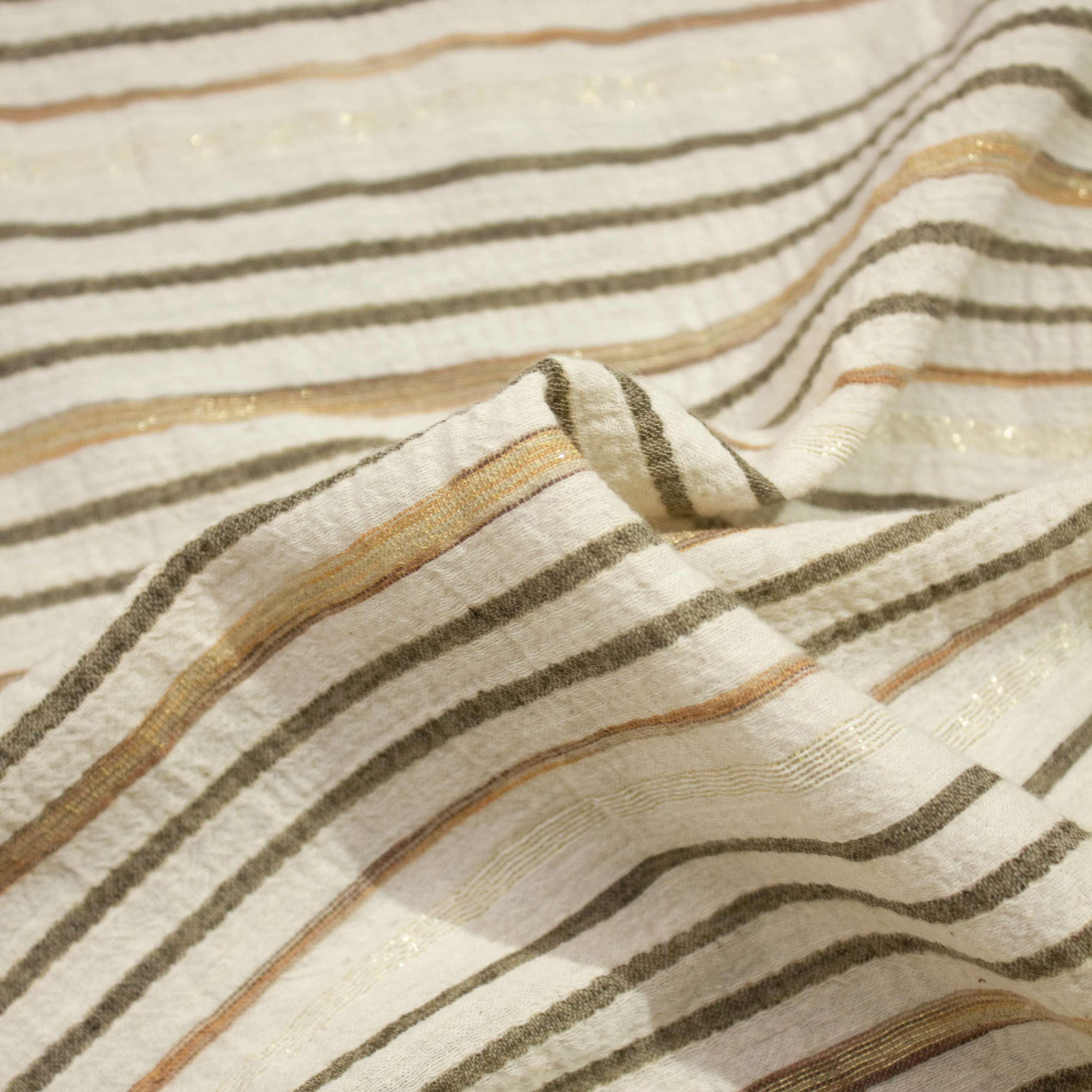 Klare Beige Striped Cotton Lurex Blend