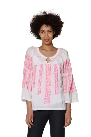 La Cera Hand-Embroidered Peasant Top La Cera Hand-Embroidered Peasant Top