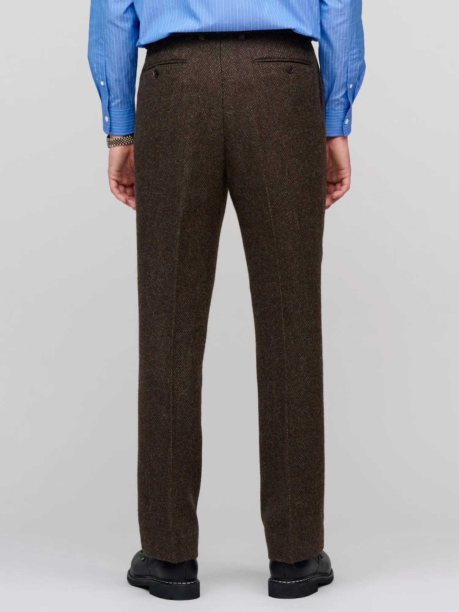 Lama Shetland Wool Tweed Slacks, Brown Tweed