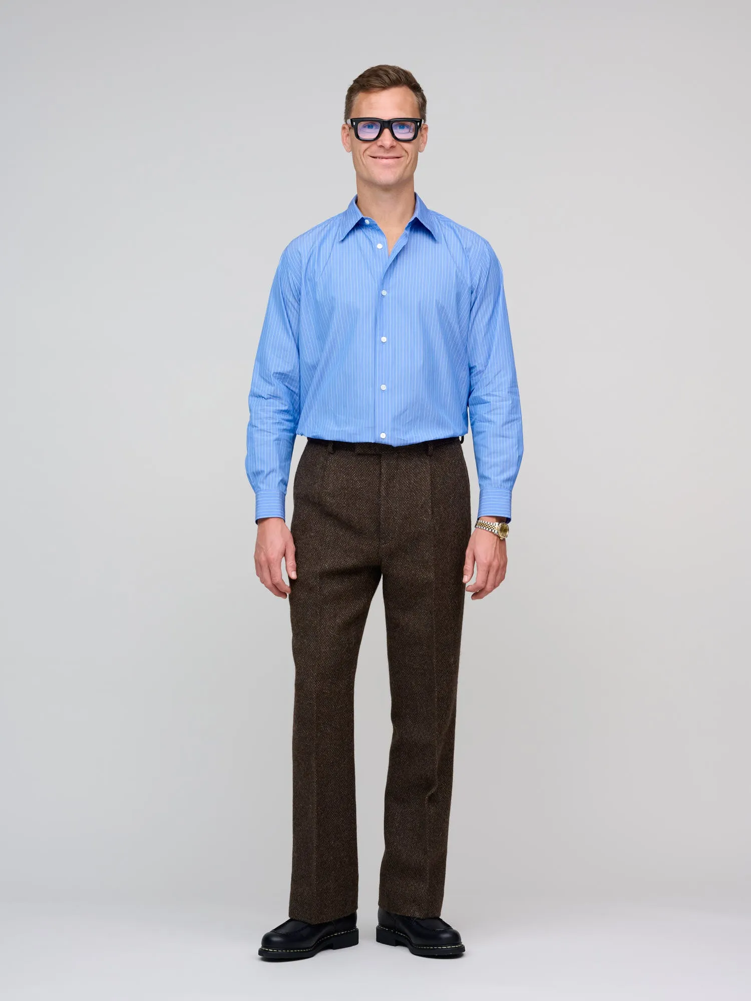 Lama Shetland Wool Tweed Slacks, Brown Tweed