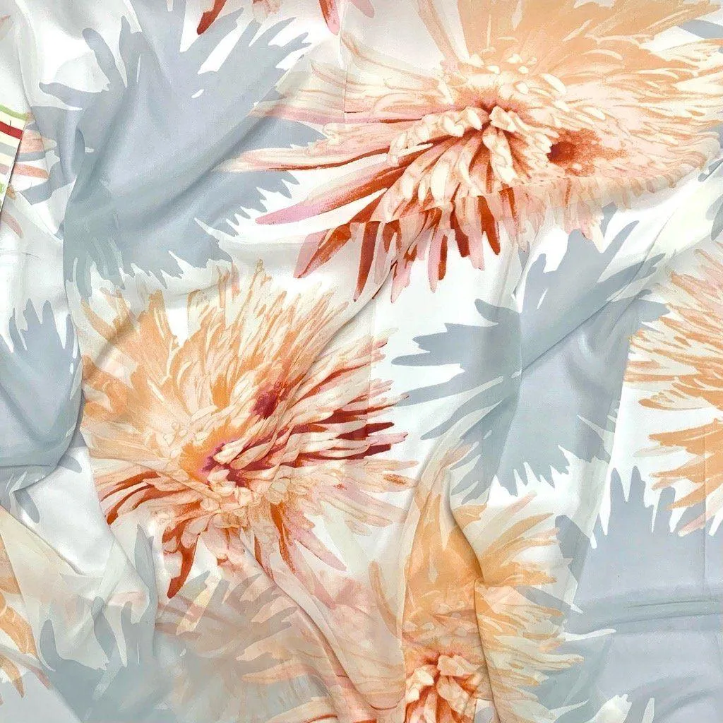 Large Orange Flowers Chiffon Fabric