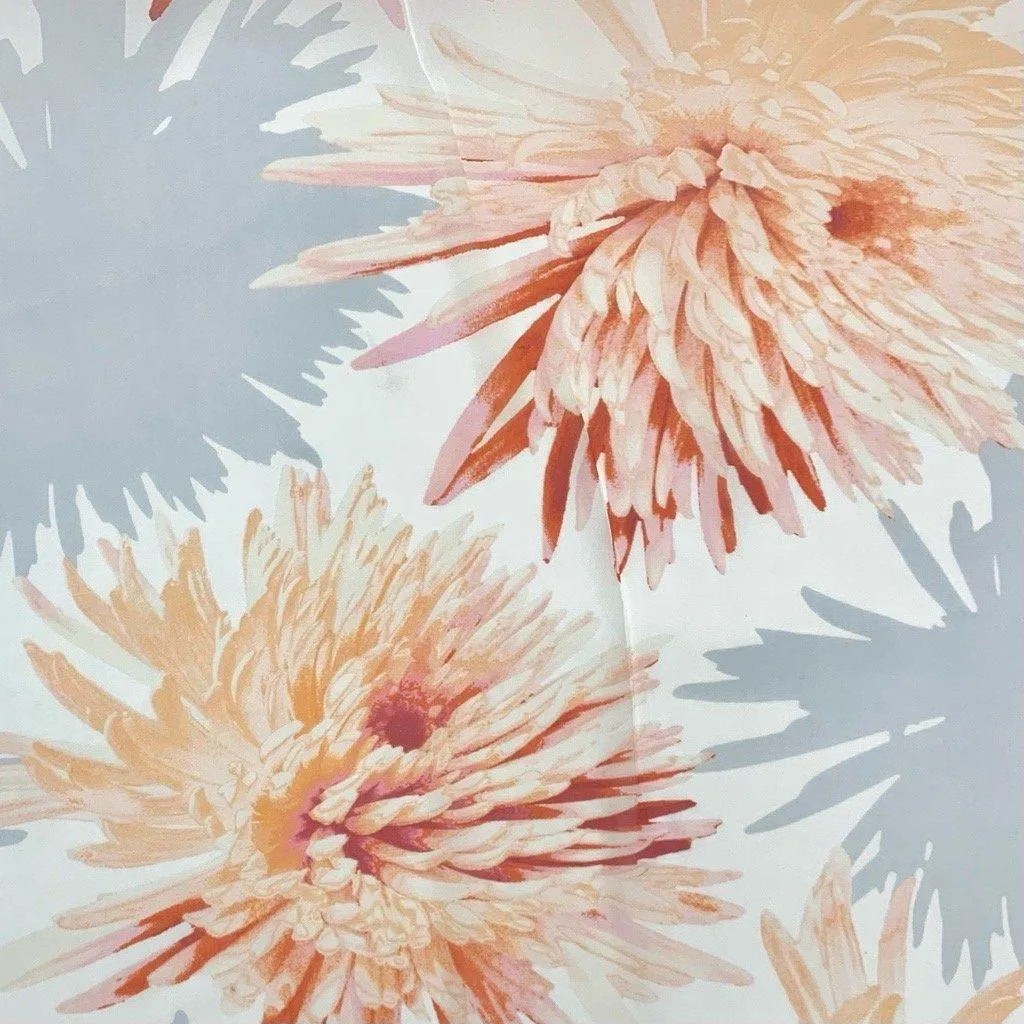 Large Orange Flowers Chiffon Fabric